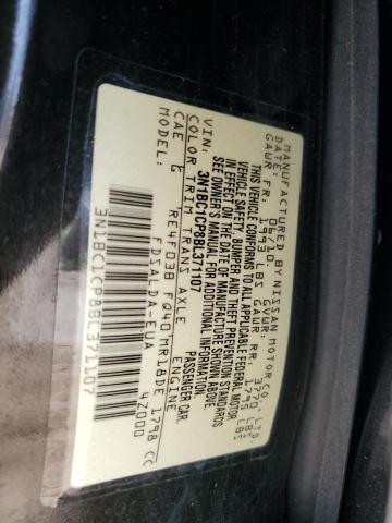 3N1BC1CP8BL371107 - 2011 NISSAN VERSA S BLACK photo 12