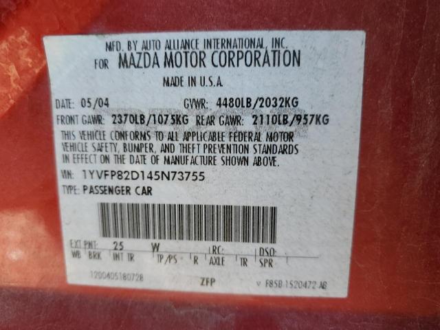 1YVFP82D145N73755 - 2004 MAZDA MAZDA6 S RED photo 10