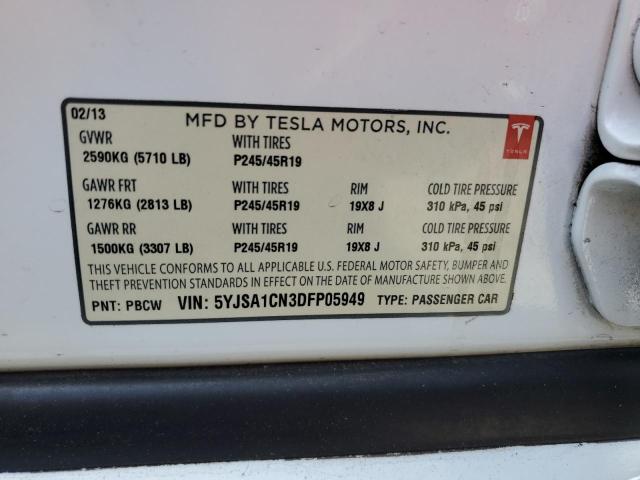 5YJSA1CN3DFP05949 - 2013 TESLA MODEL S 白色 照片 14