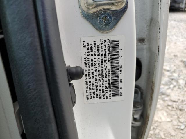 19XFB2F95CE023808 - 2012 HONDA CIVIC EXL თეთრი ფოტო 13