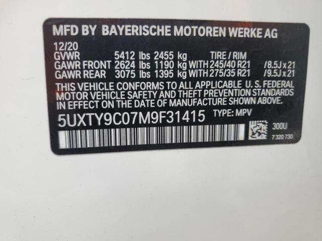 5UXTY9C07M9F31415 - 2021 BMW X3 XDRIVEM40I WHITE photo 13
