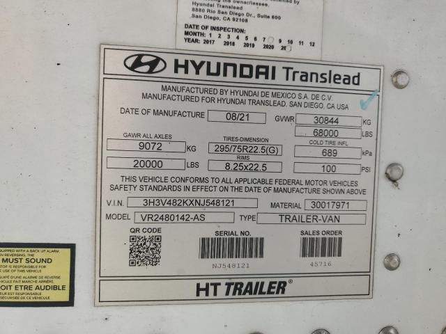 3H3V482KXNJ548121 - 2022 HYUNDAI TRANSLEAD WHITE photo 10