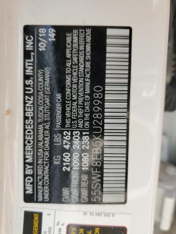 55SWF8EB5KU289980 - 2019 MERCEDES-BENZ C 300 4MATIC WHITE photo 12