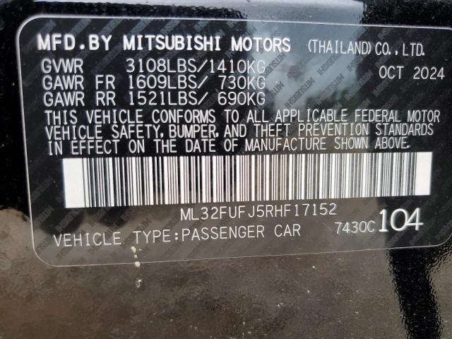 ML32FUFJ5RHF17152 - 2024 MITSUBISHI MIRAGE G4 ES BLACK photo 12