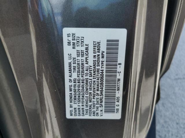 5FNRL5H64GB006044 - 2016 HONDA ODYSSEY EXL 灰色 照片 13