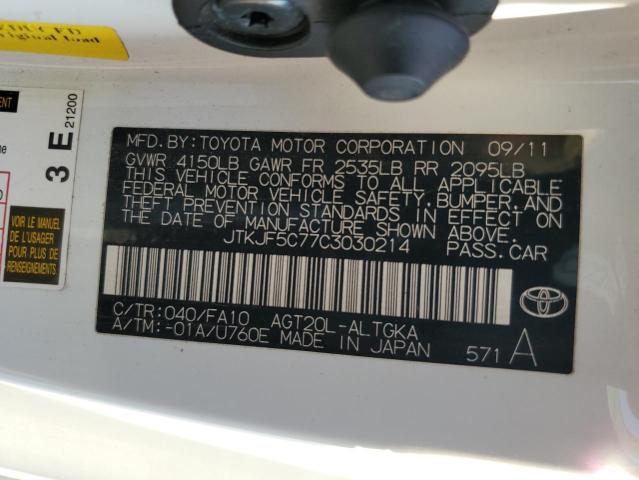 JTKJF5C77C3030214 - 2012 TOYOTA SCION TC 白色 照片 12