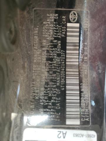 4T1BK3DB4CU470377 - 2012 TOYOTA AVALON BASE Qara foto 12