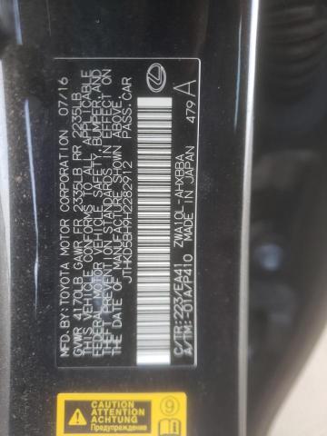 JTHKD5BH9H2282912 - 2017 LEXUS CT 200 BLACK photo 12