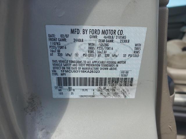 1FMCU93118KA26323 - 2008 FORD ESCAPE XLT BEIGE photo 12