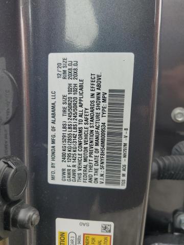 5FNYF8H54MB009534 - 2021 HONDA PASSPORT EXL رمادي صورة 14