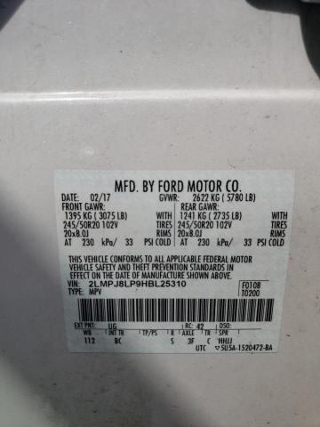 2LMPJ8LP9HBL25310 - 2017 LINCOLN MKX RESERVE أبيض صورة 12