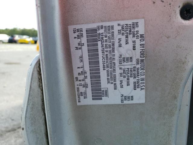 1FMZU67E81UC55484 - 2001 FORD EXPLORER S SILVER photo 12