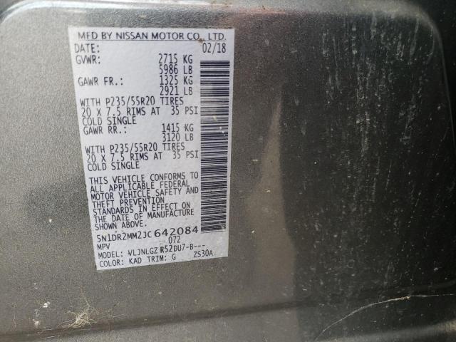 5N1DR2MM2JC642084 - 2018 NISSAN PATHFINDER S GRAY photo 12