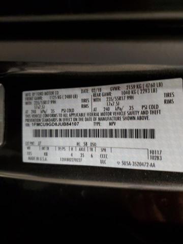 1FMCU9GD8JUB84107 - 2018 FORD ESCAPE SE Մոխրագույն լուսանկար 13