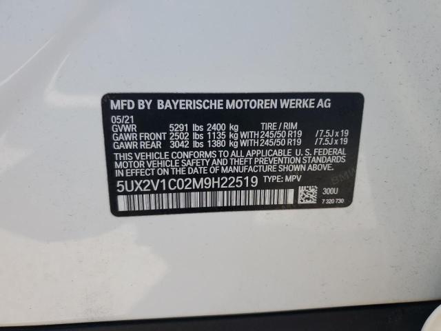 5UX2V1C02M9H22519 - 2021 BMW X4 XDRIVE30I WHITE photo 13