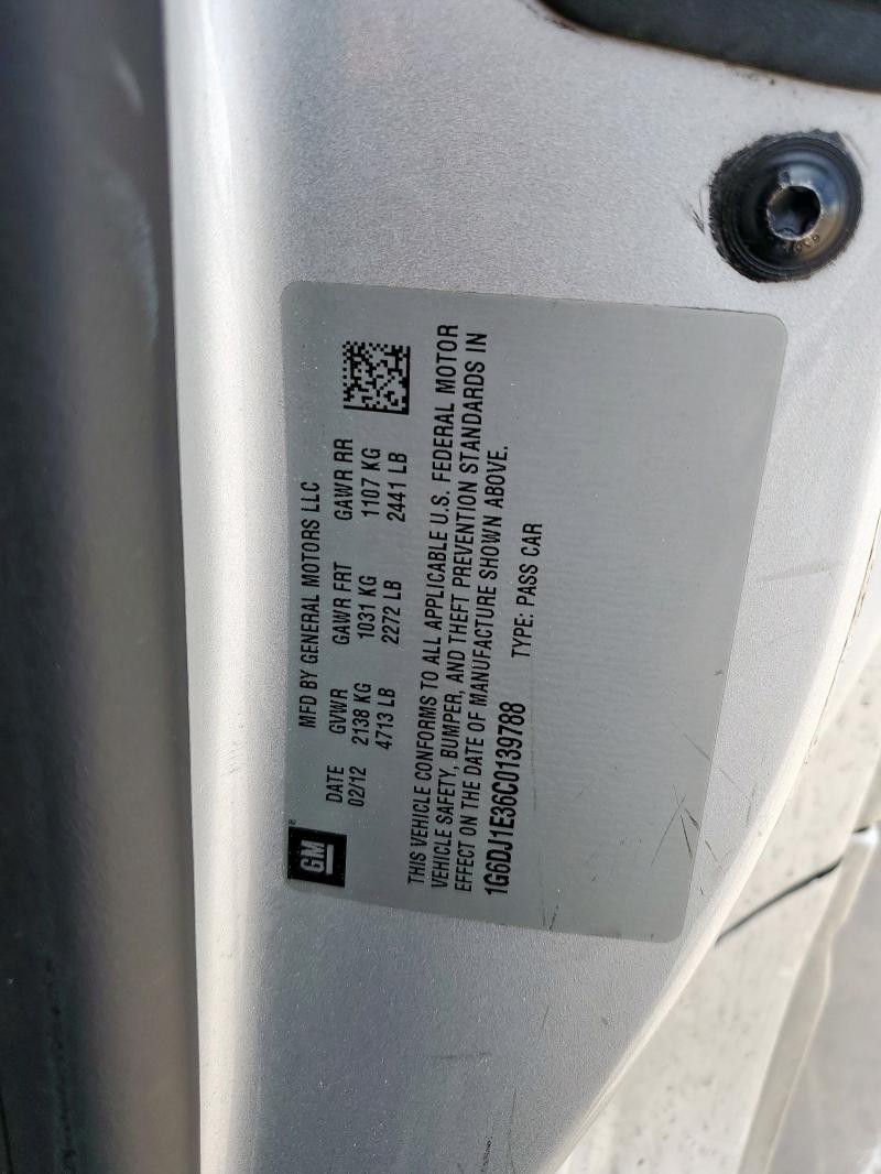 1G6DJ1E36C0139788 - 2012 CADILLAC CTS PERFORMANCE COLLECTION Plata foto 12