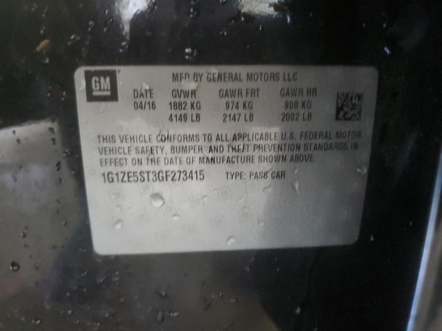 1G1ZE5ST3GF273415 - 2016 CHEVROLET MALIBU LT BLACK photo 12