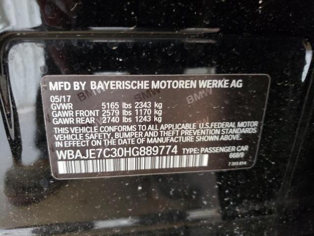 WBAJE7C30HG889774 - 2017 BMW 540 XI BLACK photo 12