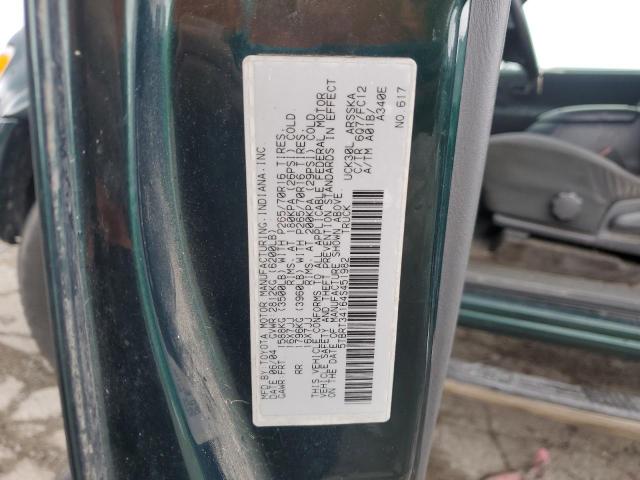5TBRT34164S451982 - 2004 TOYOTA TUNDRA ACCESS CAB SR5 GREEN photo 12