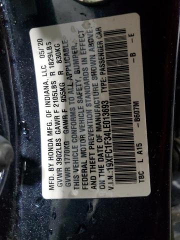 19XFC1F34LE013693 - 2020 HONDA CIVIC EX Mavi fotoğraf 12