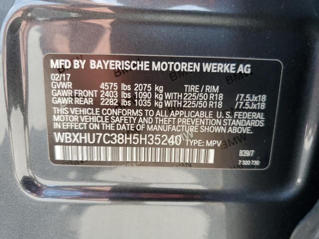 WBXHU7C38H5H35240 - 2017 BMW X1 SDRIVE28I GRAY photo 13