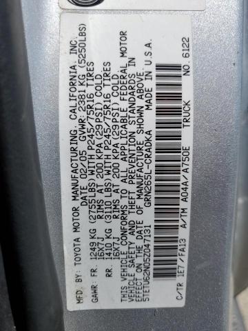 5TETU62N05Z047131 - 2005 TOYOTA TACOMA PRERUNNER ACCESS CAB SILVER photo 13