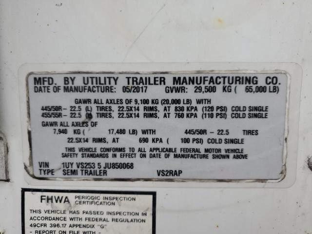 1UYVS2535JU850068 - 2018 UTILITY VS2RA Սպիտակ լուսանկար 10