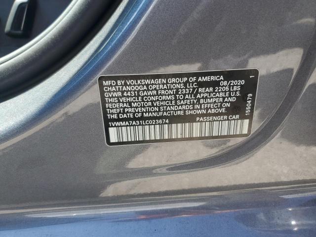 1VWMA7A31LC023674 - 2020 VOLKSWAGEN PASSAT R-LINE Գրաֆիտ լուսանկար 12