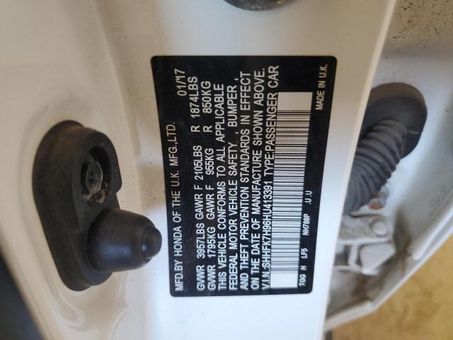 SHHFK7H96HU413391 - 2017 HONDA CIVIC SPORT TOURING WHITE photo 12