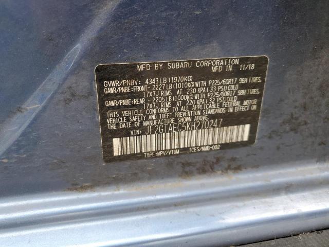 JF2GTAEC5KH270247 - 2019 SUBARU CROSSTREK PREMIUM ლურჯი ფოტო 12