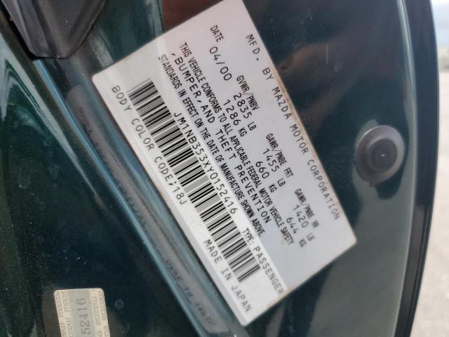 JM1NB353XY0152416 - 2000 MAZDA MX-5 MIATA BASE GREEN photo 12