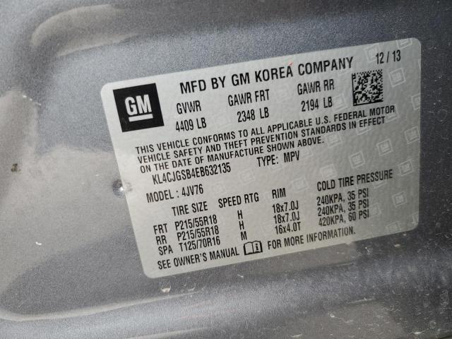 KL4CJGSB4EB632135 - 2014 BUICK ENCORE Сірий фото 14