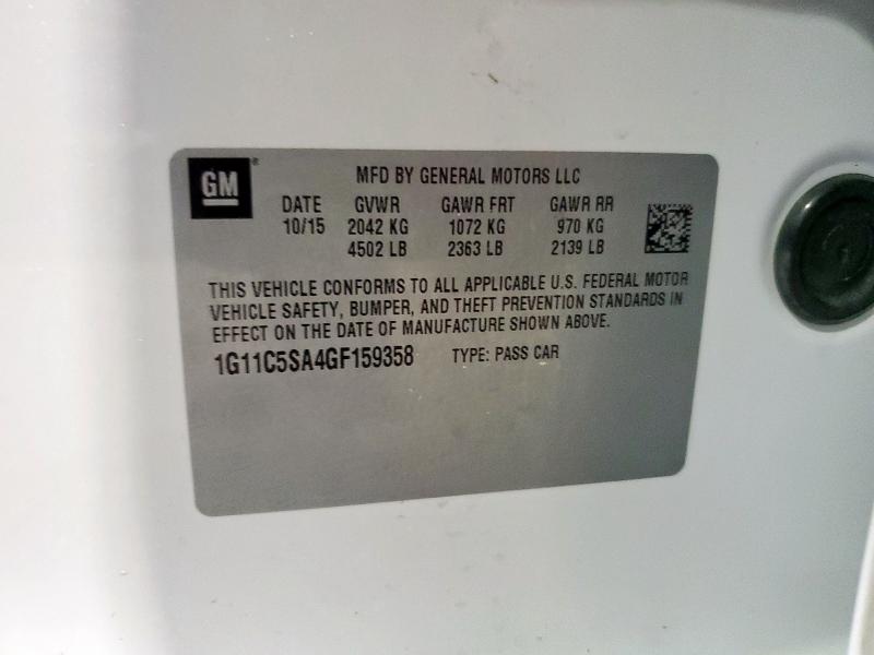 1G11C5SA4GF159358 - 2016 CHEVROLET MALIBU LIM LT 白色 照片 12