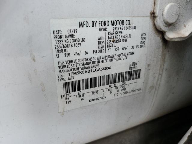 1FM5K8AB1LGA56034 - 2020 FORD EXPLORER POLICE INTERCEPTOR WHITE photo 14