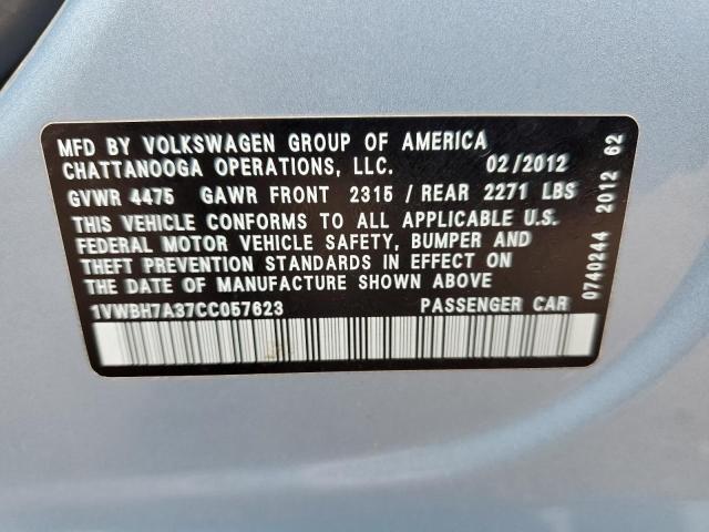 1VWBH7A37CC057623 - 2012 VOLKSWAGEN PASSAT SE Mavi foto 10
