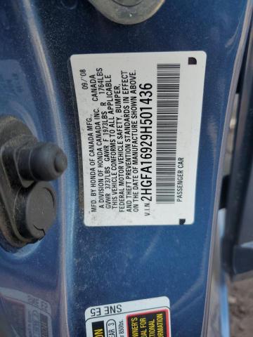 2HGFA16929H501436 - 2009 HONDA CIVIC EXL ლურჯი ფოტო 13