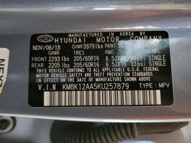 KM8K12AA5KU257879 - 2019 HYUNDAI KONA SE GRAY photo 12