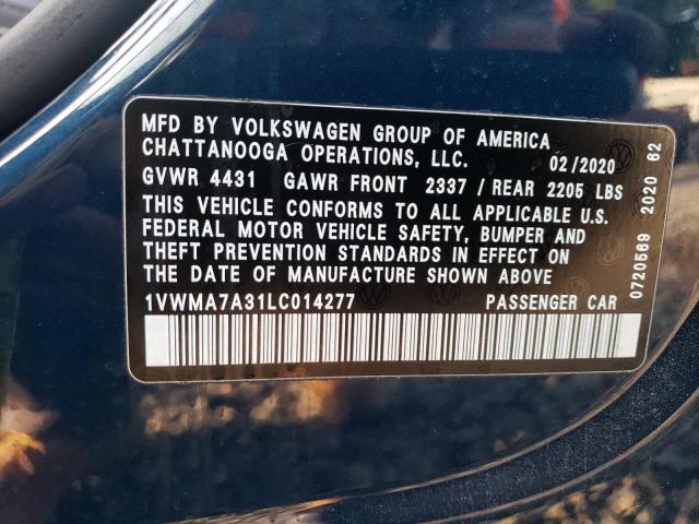 1VWMA7A31LC014277 - 2020 VOLKSWAGEN PASSAT R-LINE Mavi foto 13