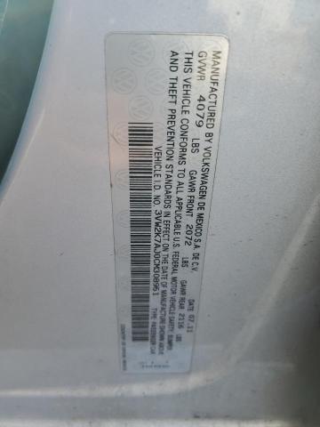 3VW2K7AJ0CM308951 - 2012 VOLKSWAGEN JETTA BASE 银色 照片 12