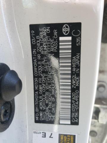 JTDKARFP1K3114511 - 2019 TOYOTA PRIUS PRIM თეთრი ფოტო 12