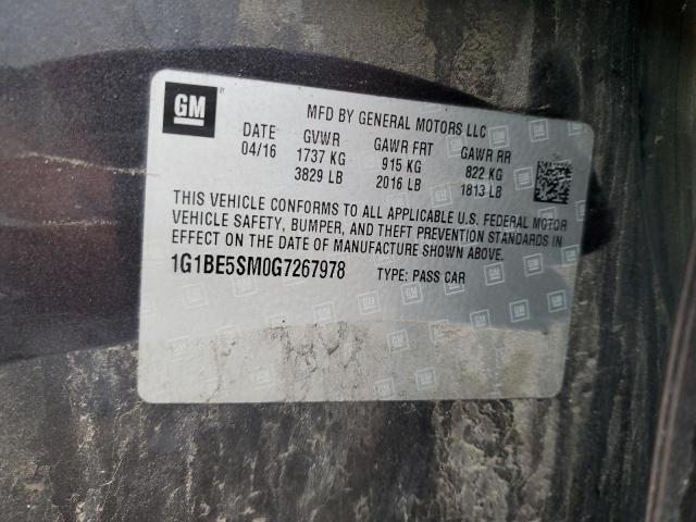 1G1BE5SM0G7267978 - 2016 CHEVROLET CRUZE LT ნაცრისფერი ფოტო 12