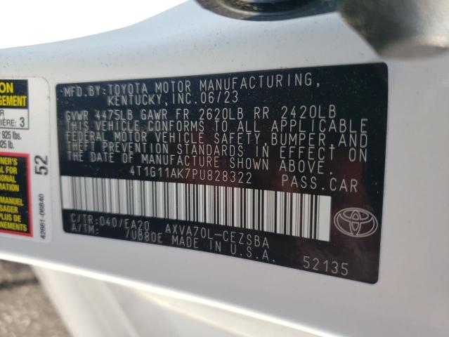 4T1G11AK7PU828322 - 2023 TOYOTA CAMRY SE NIGHT SHADE WHITE photo 13