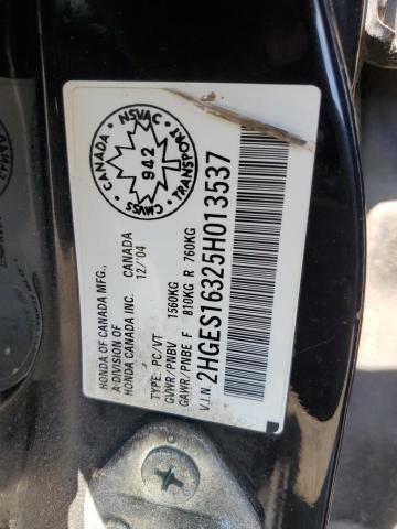 2HGES16325H013537 - 2005 HONDA CIVIC DX VP BLACK photo 12