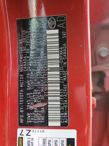 2T1KR32E97C630981 - 2007 TOYOTA COROLLA MA XR RED photo 12