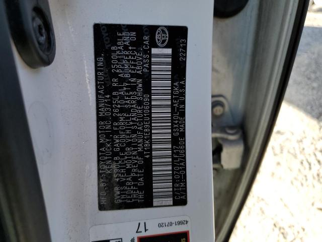 4T1BK1EB9EU106090 - 2014 TOYOTA AVALON BASE 白色 照片 10