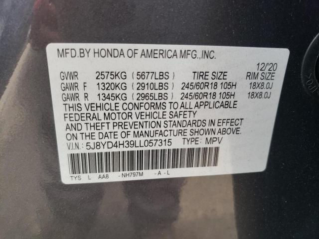 5J8YD4H39LL057315 - 2020 ACURA MDX GRAY photo 14