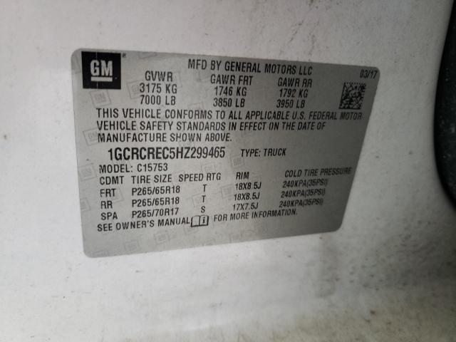 1GCRCREC5HZ299465 - 2017 CHEVROLET SILVERADO C1500 LT WHITE photo 12