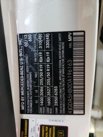 4JGDA5HB0DA196163 - 2013 MERCEDES-BENZ ML 350 4MATIC WHITE photo 13