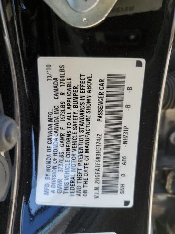 2HGFA1F98BH517422 - 2011 HONDA CIVIC EXL BLACK photo 12