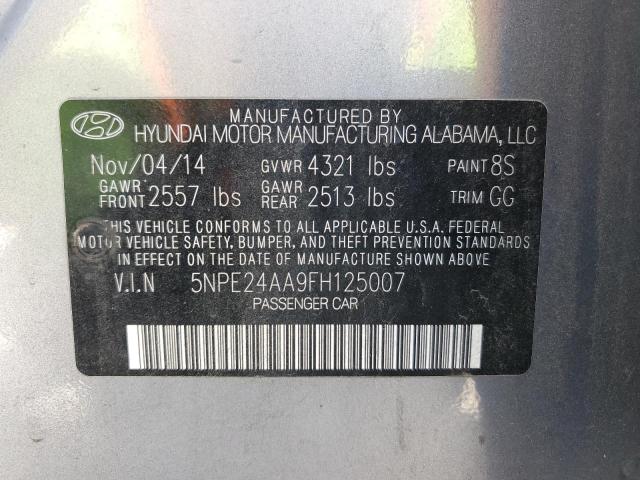 5NPE24AA9FH125007 - 2015 HYUNDAI SONATA ECO SILVER photo 12